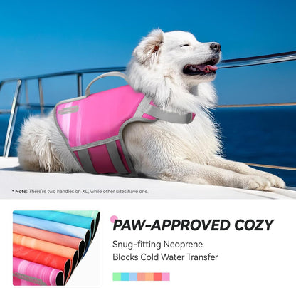 VIVAGLORY + Neoprene Dog Life Vest + High Buoyancy Dog Life Jacket, Lightweight & Buoyancy, Swimming Vest with Handle