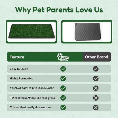 Dog Grass Pad with Tray, Large 30x20in Reusable Artificial Grass Pee Pad for Dogs & Puppy Potty Training Litter Box for Indoor & Outdoor Use
