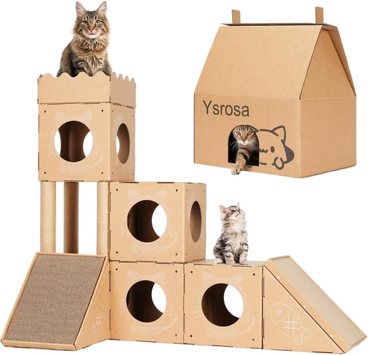 cat House &House Scratching Board Climbing Post/cat Tree Corrugated Cardboard Playhouse