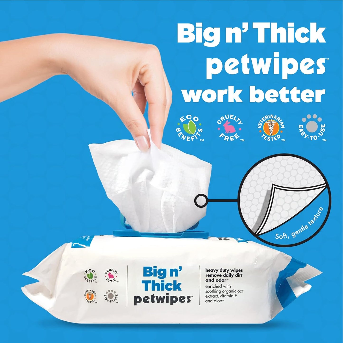 Petkin Large Pet Wipes for Dogs and Cats, 200 Count, Organic Oat Extract, Moistened with Gentle Cleaning Formula, Ideal for Home or Travel