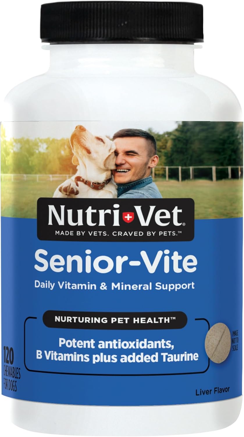 Nutri-Vet Senior-Vite Multivitamin, Dog Supplements, Immune Support, Pet Supplies, Vitamins for Dogs, Senior Essentials, Made in USA, Multivitamin for Pets, 120 Count