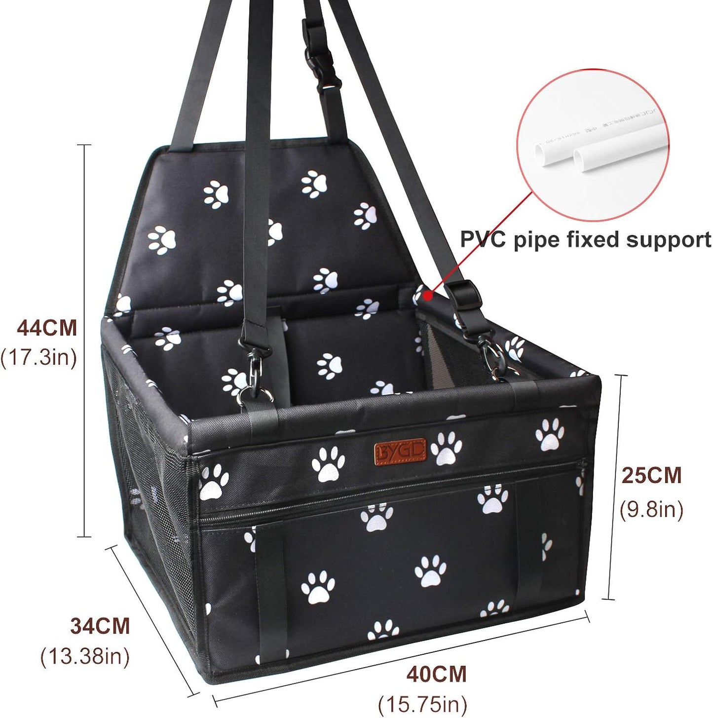 BYGD Pet Dog Booster Seat, with Upgrade Support Rod, Breathable and Foldable Pet Car Basket, Pet Dog Car Portable Seat, Suitable for Small and Medium Pets