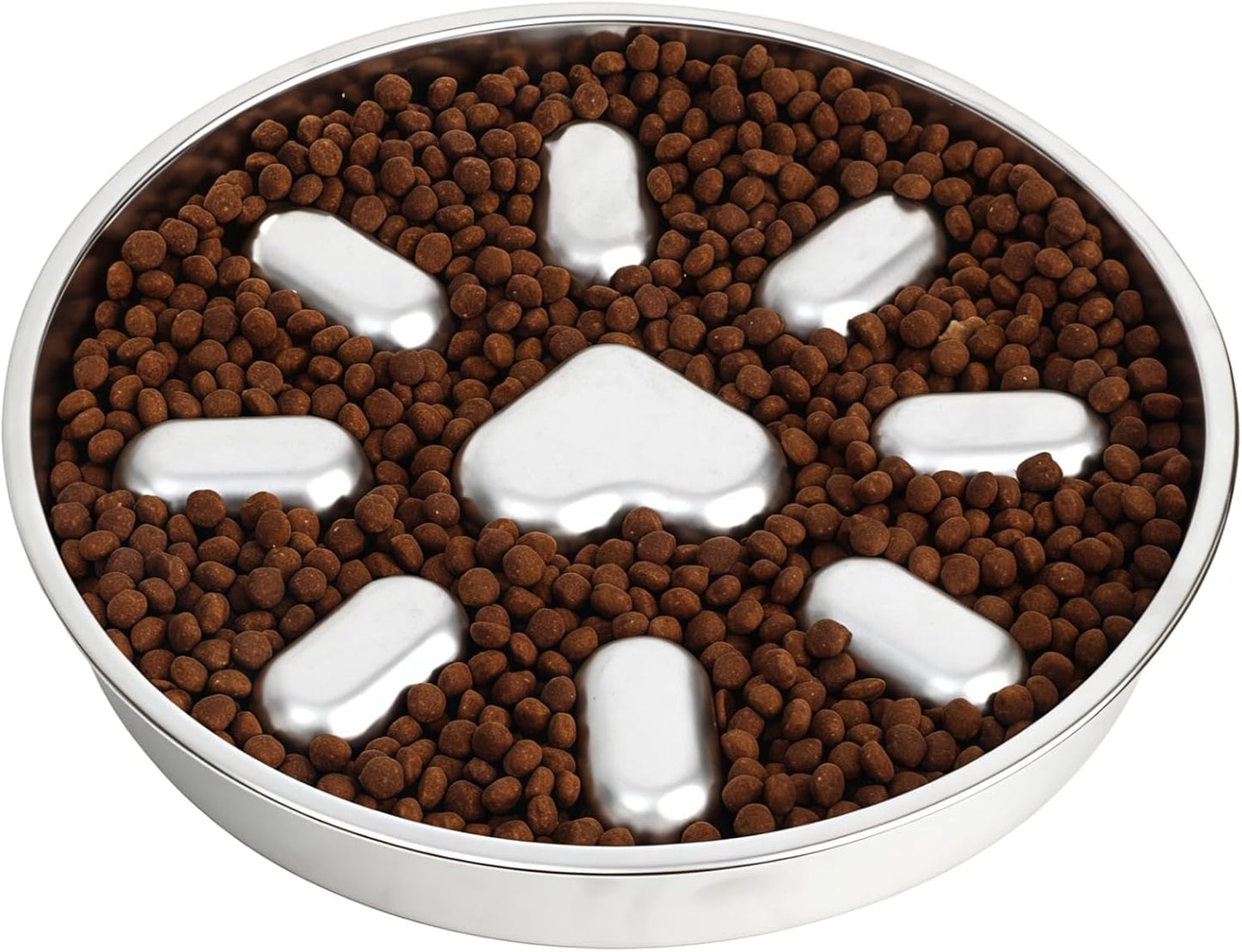 Stainless Steel Slow Feed Dog Bowl, Anti-Choke Pet Feeder with 9 Protrusions for Puppies & Dogs, Circular Design, Reduces Mess, Non-Skid Base