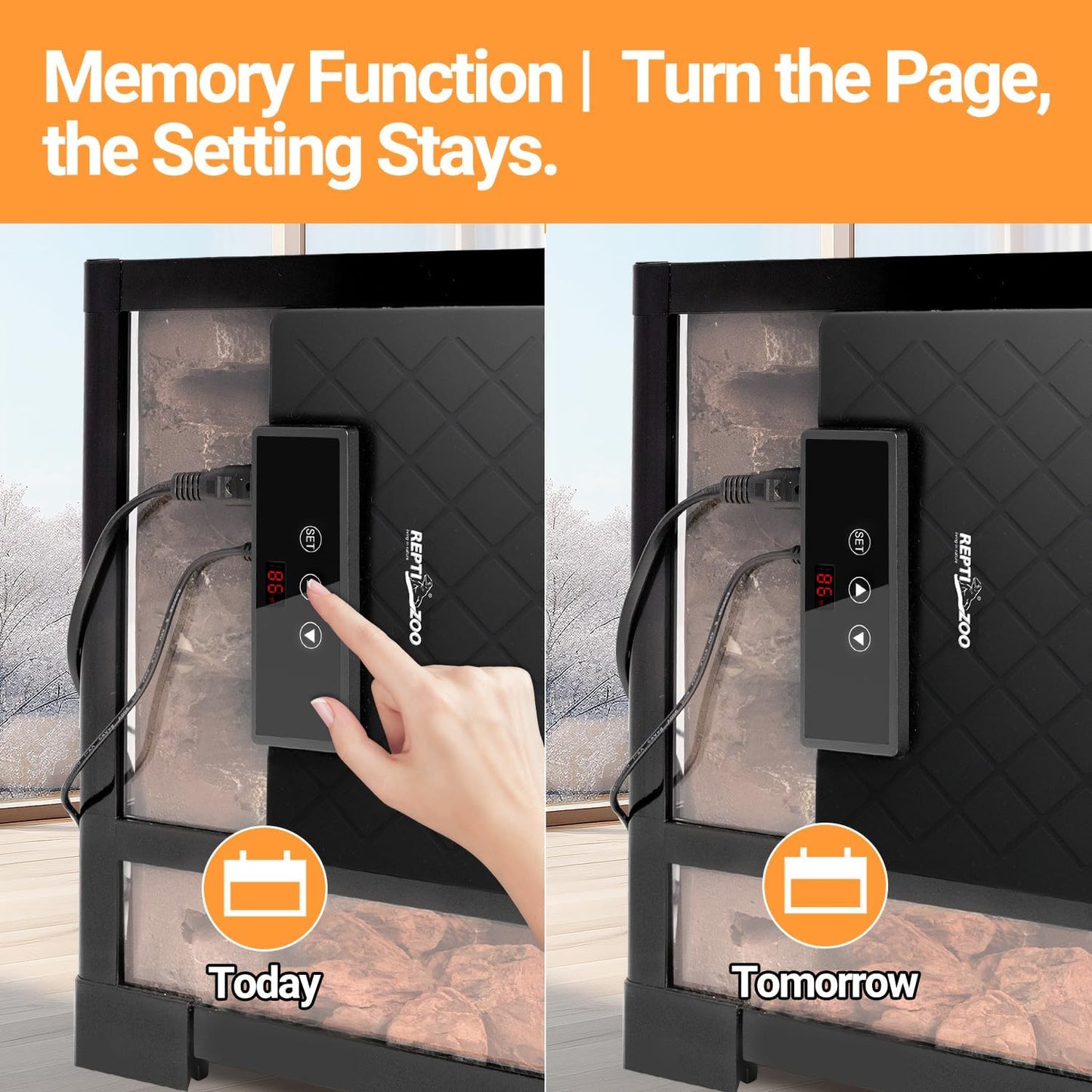 REPTI ZOO Reptile Heat Pad 8 in × 12 in, 23W Reptile Heat mat with Adjustable Thermostat for Turtles, Hermit Crabs, Bearded Dragons, Leopard Geckos, Snakes, Lizards