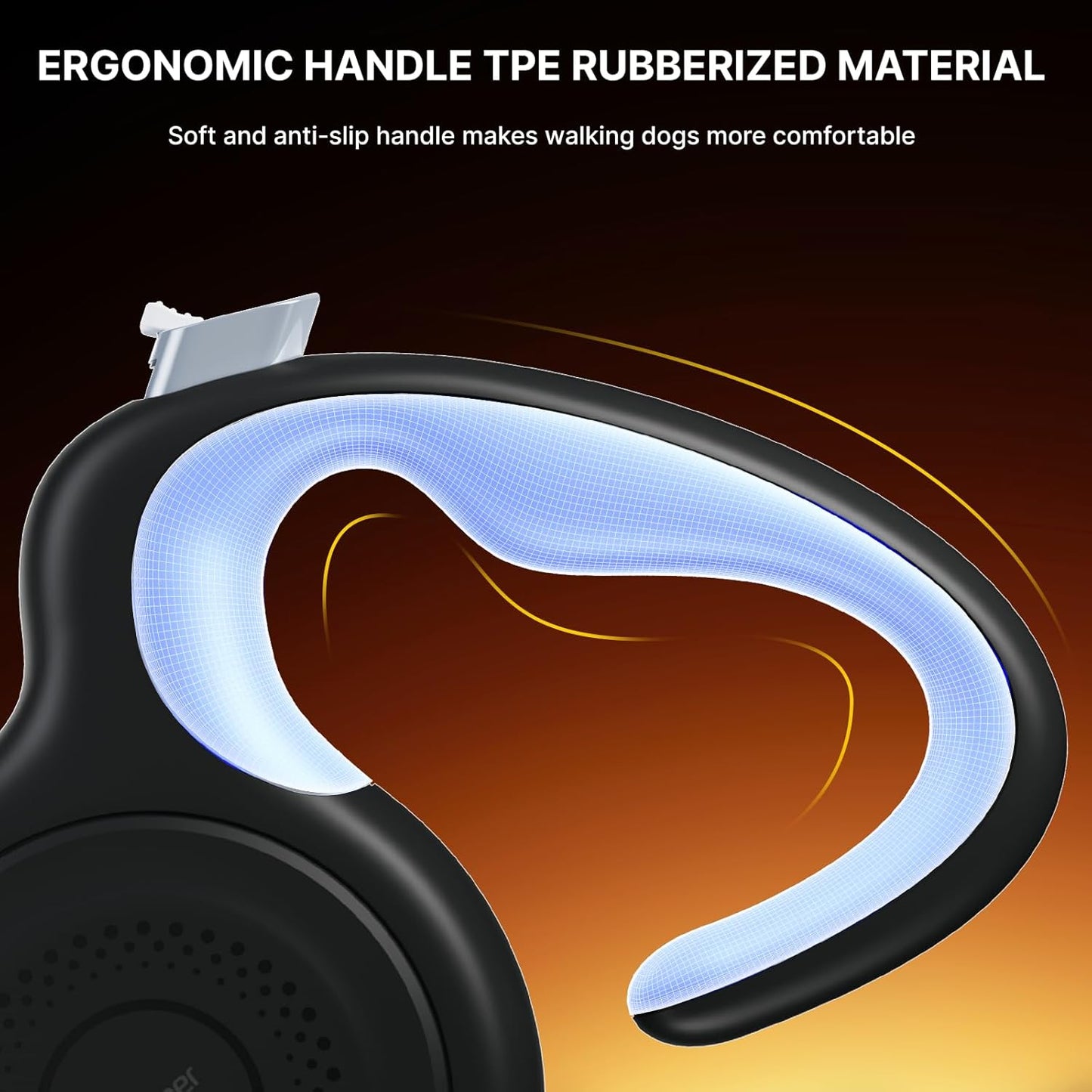 AutoBrake Retractable Dog Leash for Medium and Large Dogs, 360° Tangle-Free Dog Leash and 16Ft Strong Nylon Tape, Ergonomically Comfortable and Lightweight Grip Handle (Black)
