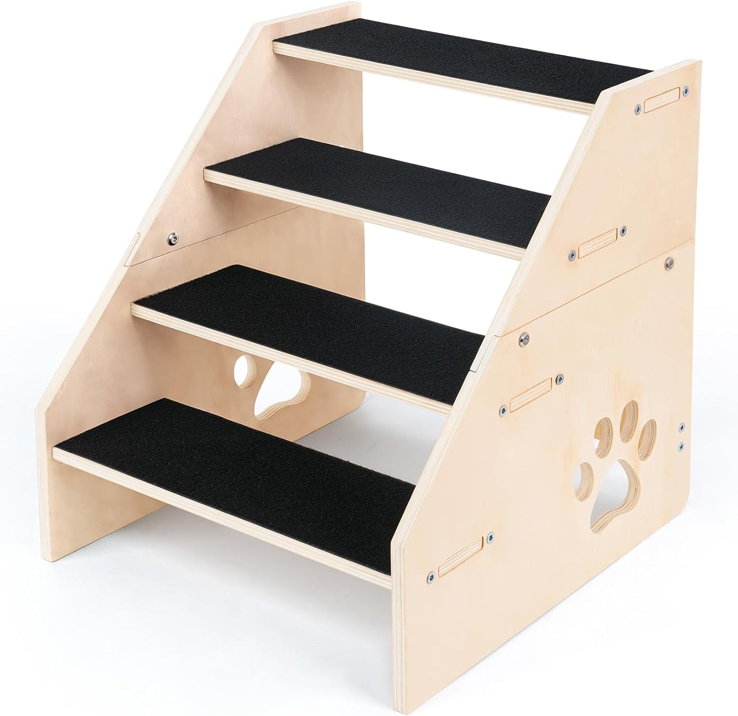Dog Stairs, Wooden 4-Step Dog Ramp for Small Medium Older Cat, Puppy Essentials Pet Step Ladder for High Bed Couch Car
