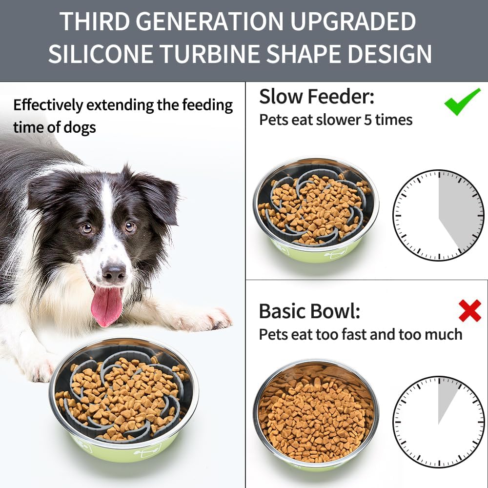 Slow Feeder Dog Bowls Insert,Third Generation upgradedSuper Firm Eating Bowl（Cuttable） for Large Breed and Medium Small Size Compatible with Regular Elevated Metal Glass Dog Bowl (Gray)
