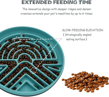Lesipee Slow Feeder Dog Bowl for Large & Small Pets, Anti Choking Puzzle Dog Food Lick Mat with Non-Slip Base, Interactive Pet Slow Eating, Silicone Licking Mat Cat Feeding Bowl for Puppies & Cats