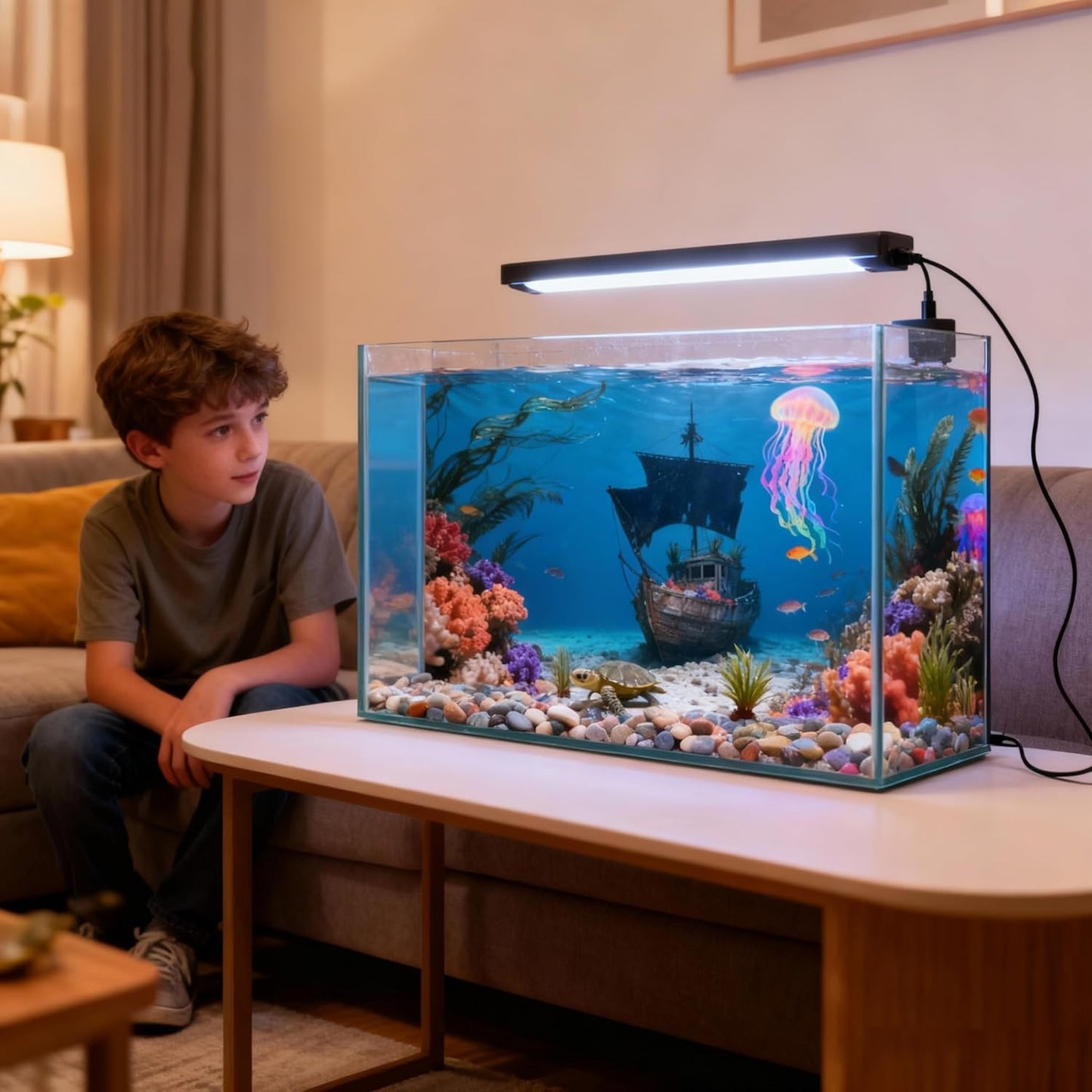 4 Pack Aquarium Background, 24x12 Inch Polyester Cloth Decor for Fish Tank, Set of Undersea Coral Rock & Plant Décor Backgrounds, Aquatic Themed Decorations