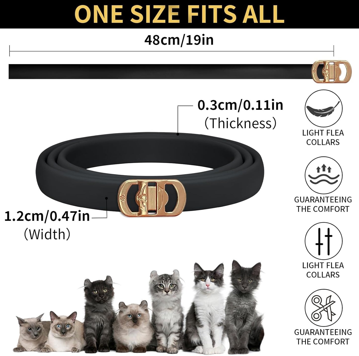 YOTANGO 4 Pack Flea Collar for Cats, 32 Months Flea and Tick Prevention for Cats, Waterproof Cat Fleas Collar, Cat Fleas and Ticks Treatment, Adjustable Tick Collars for Kittens-Black
