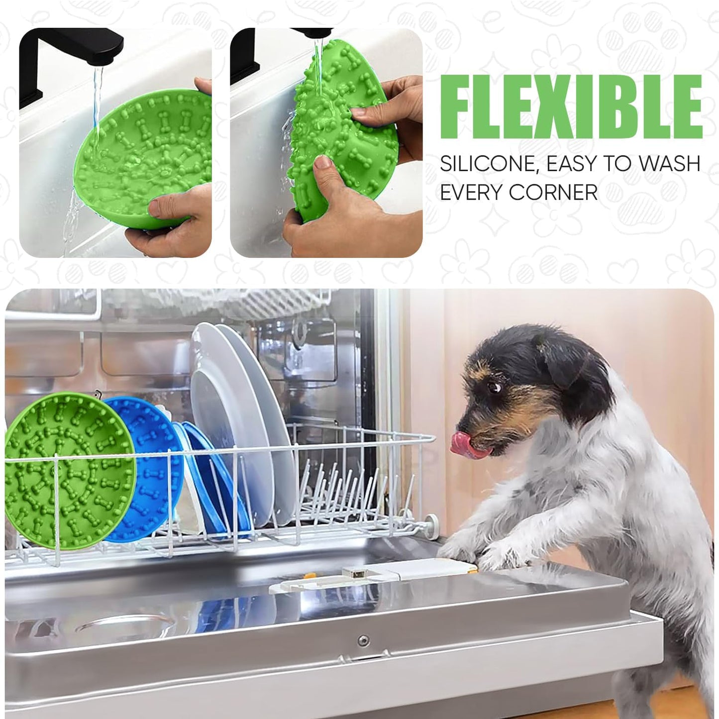 Lick mat for Dog Slow Feeder Bowl Anxiety Boredom Reducer Perfect for Yogurt, Peanut Butter. Wobble Dog Slow Feeder Bowl Easy to Clean - Non Slip Design BPA Free Silicone Licking mat - Green
