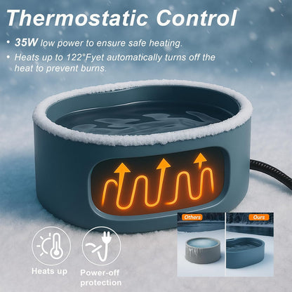 Large Heated Water Bowl for Dog & Cat, Outdoor Heated Dog Bowl with Chew Resistant Power Cord, Waterproof Heated Pet Bowl Smart Thermal-Dish in Winter for Dog Cat Chicken Birds, 125 OZ UL Certified