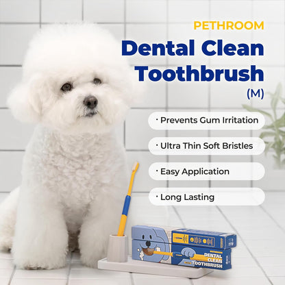 PETHROOM Pet Toothbrush | Dogs and Cats Teeth Brushing Cleaning Tooth Care | Soft Bristle Cleaning Toothbrush for Dog Puppy Cat, Removing Old Plaque and Tartar (Medium)