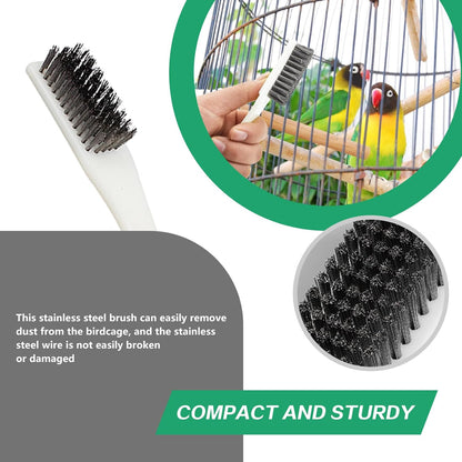 7-Piece Set Bird Cage Cleaner,Small Animal cage Cleaning Tool Wooden and Stainless Steel Cleaning Brush Long Handle Cleaning Brush Spatula Bird Cleaning Bird Drops Multipurpose Cleaning(B)