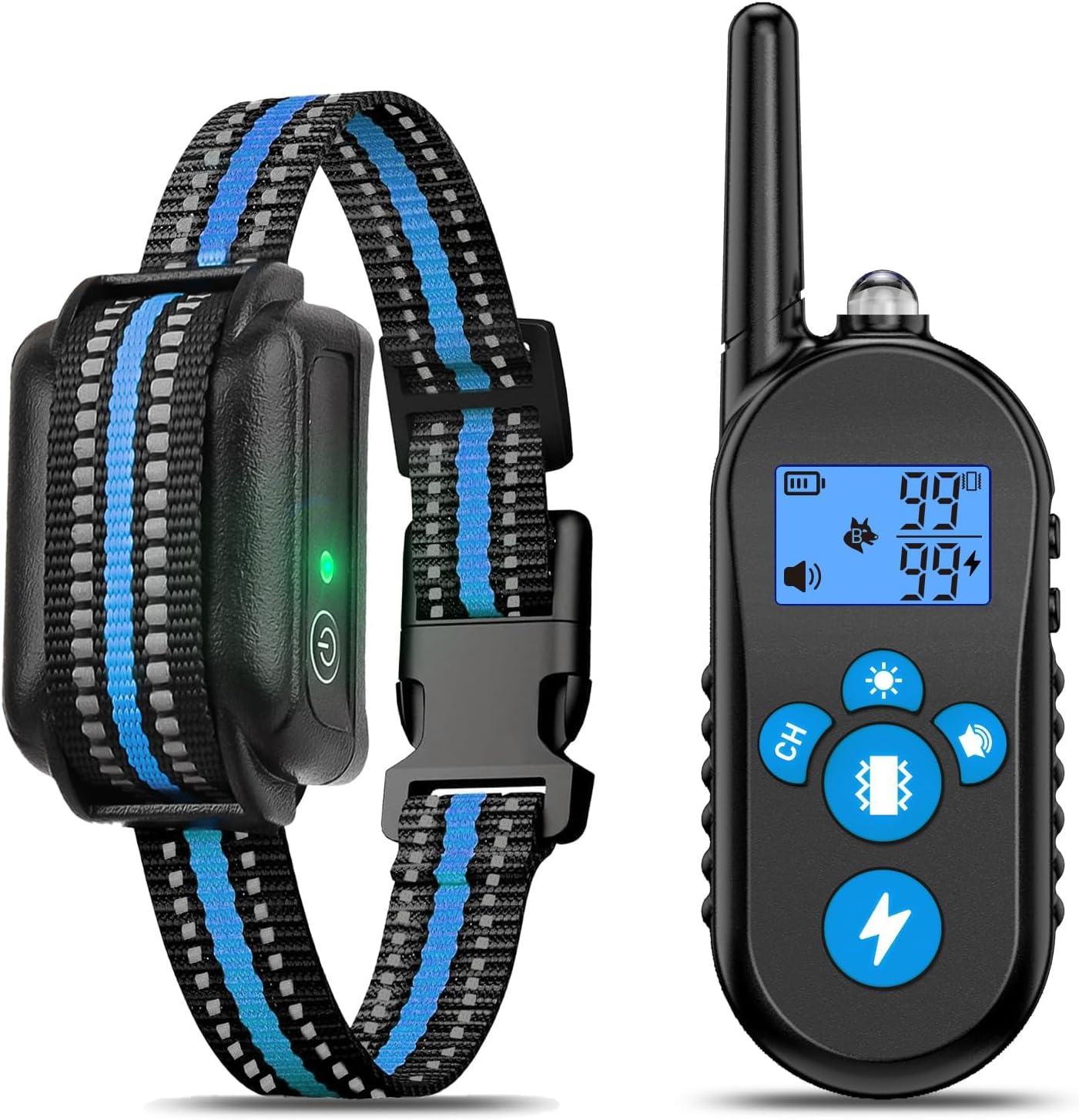 Dog Training Collar, 2500FT Training Collar with Remote for 20-110lbs Medium Large Small Dogs, IPX7 Waterproof Rechargeable eCollar with 4 Training Modes, Beep, Light, Vibration