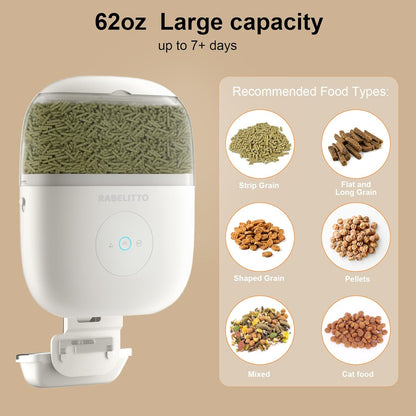 Hanging Automatic Rabbit Feeder with 1080P HD Camera,WiFi Smart APP Control 1-10 Meals A Day, 62oz Storage, Multiple Pet Cage Compatibility, Small Animal Food Dispenser for Bunny Chinchilla Guinea Pig
