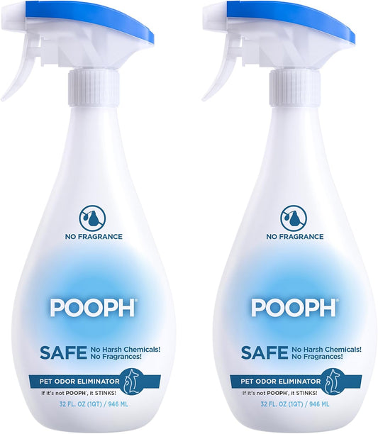 Pooph Pet Odor Eliminator, 32oz Spray, 2-Pack - Eliminates Odors at the Molecular Level, Dogs, Cats, Freshener, Eliminator, Urine, Poop, Pee, Deodorizer, Natures, Puppy, Fresh, Clean, Furniture, Potty