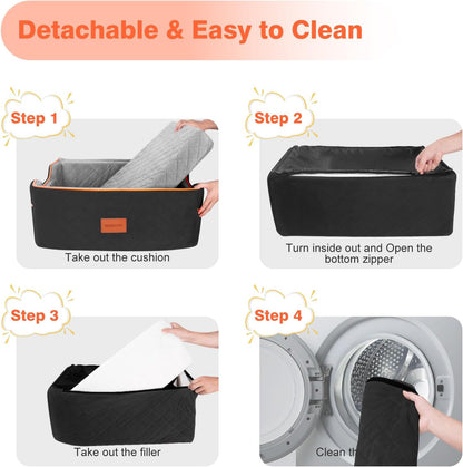 Dog Car Seat for Large or Medium Sized Dog, Detachable Washable Pet Car Seat, Fits Pets Under 55 lbs or 2 Small Dogs, Multi-Functional Dog Booster Seat, Travel Dog Bed for Car, Black&Grey