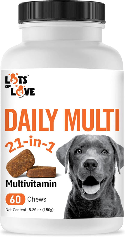 Dog Multivitamin Chewable - LotsOfLove Daily Multi Dog Chews (60 Count) - Dog Multi Vitamin & Supplement Chews for Small, Medium & Large Dogs