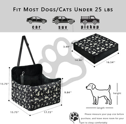 Cullaby Dog Booster Car Seat for Road Trips Elevated Seat for Small/Medium Dogs up to 25 lbs, Memory Foam Seat with Detachable Washable Cover, Safe Bed for Cars with Safety Belts and Storage Pockets