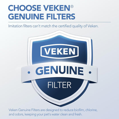 Veken Cat Water Fountain Filters, 8 Pack Replacement Filters & 8 Pack Replacement Pre-Filter Sponges Set for 50oz, 84oz, 95oz or 108oz Automatic Pet Fountain Dog Water Dispenser