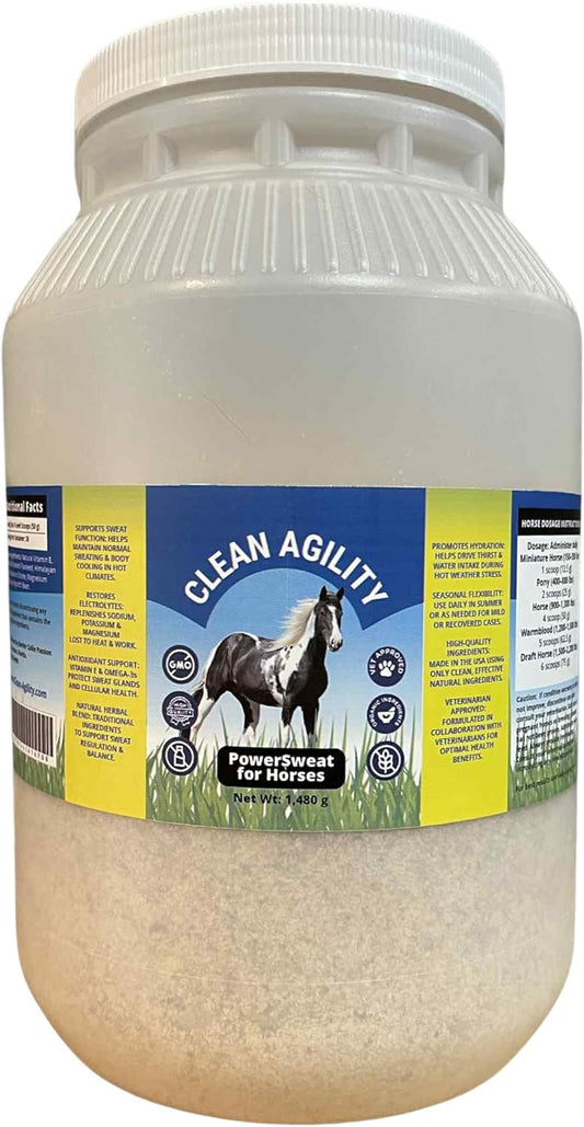 PowerSweat – Equine Anhidrosis Supplement for Horses – Supports Natural Sweating, Hydration & Electrolyte Balance – 30 Day Supply