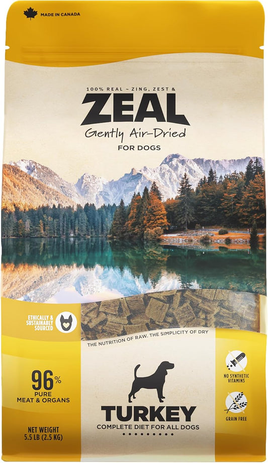 ZEAL Canada Air-Dried Turkey Recipe for Dogs - High Protein, Natural Superfoods, Nutrient Rich, No Fillers, Grain Free, Complete & Balanced (Turkey, 5.5lb)
