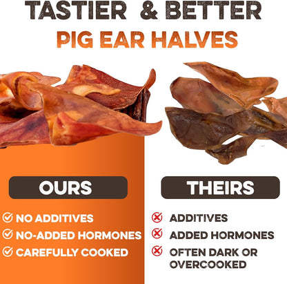 BRUTUS & BARNABY Pig Ear Halves for Dogs, 15 Ct. – All-Natural Single Ingredient Dog Chews, Slow Cooked & Fully Digestible Rawhide Alternative