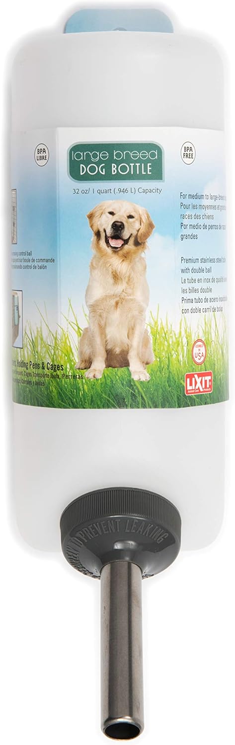 Lixit Wide Mouth Water Bottles for Large and Small Dogs (32oz Large Dog, White)