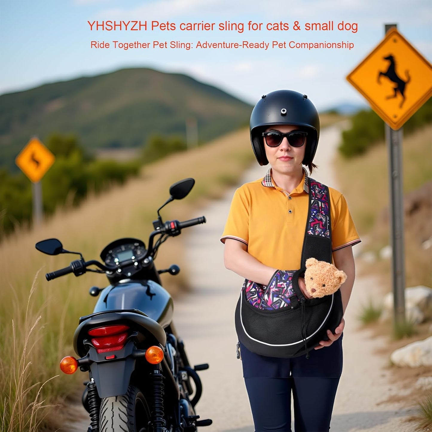 Dog Sling Carrier for Small Dogs & Cats, Mesh Pet Travel Crossbody Bag, 10 lb Adjustable Cat Carrier, Dog Papoose with Zipper Touch Pocket, for Pets(Red camo, Small)