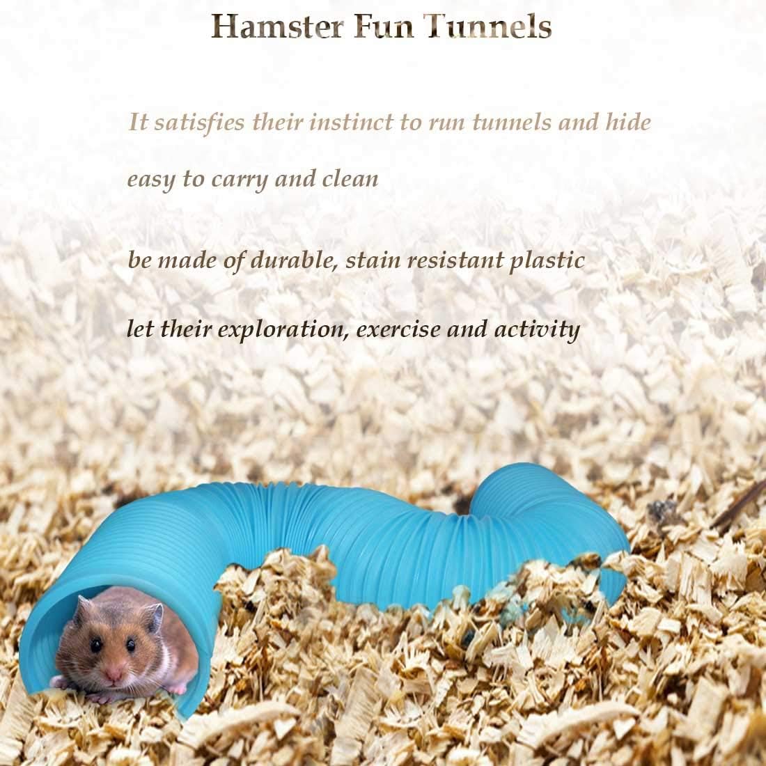 PINVNBY Hamster Fun Tunnels Pet Mouse Plastic Tube Toys Small Animal Foldable Exercising Training Hideout Tunnels for Guinea Pigs,Gerbils,Rats,Mice,Ferrets and Other Small Animals(2 PCS Blue)