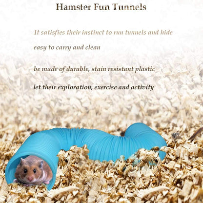 PINVNBY Hamster Fun Tunnels Pet Mouse Plastic Tube Toys Small Animal Foldable Exercising Training Hideout Tunnels for Guinea Pigs,Gerbils,Rats,Mice,Ferrets and Other Small Animals(2 PCS Blue)