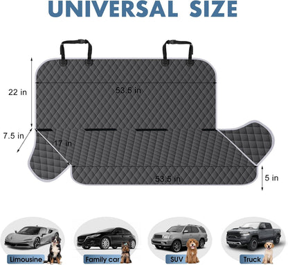 Backseat Cover for Dogs, Waterproof and Non-Slip Pet Bench Seat Covers, Car Seat Protector for Back Seat, Universal Size Rear Car Seat Cover Fits Cars, Trucks and SUVs, M-Charcoal Grey&Grey