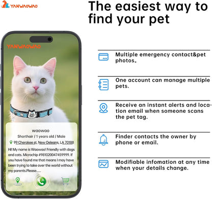 Cat Collar with Bells Reflective Cat Collars Breakaway with Oxford Cloth Soft Padding Adjustable Kitten Collar with QR（CodeCaribbean Blue）