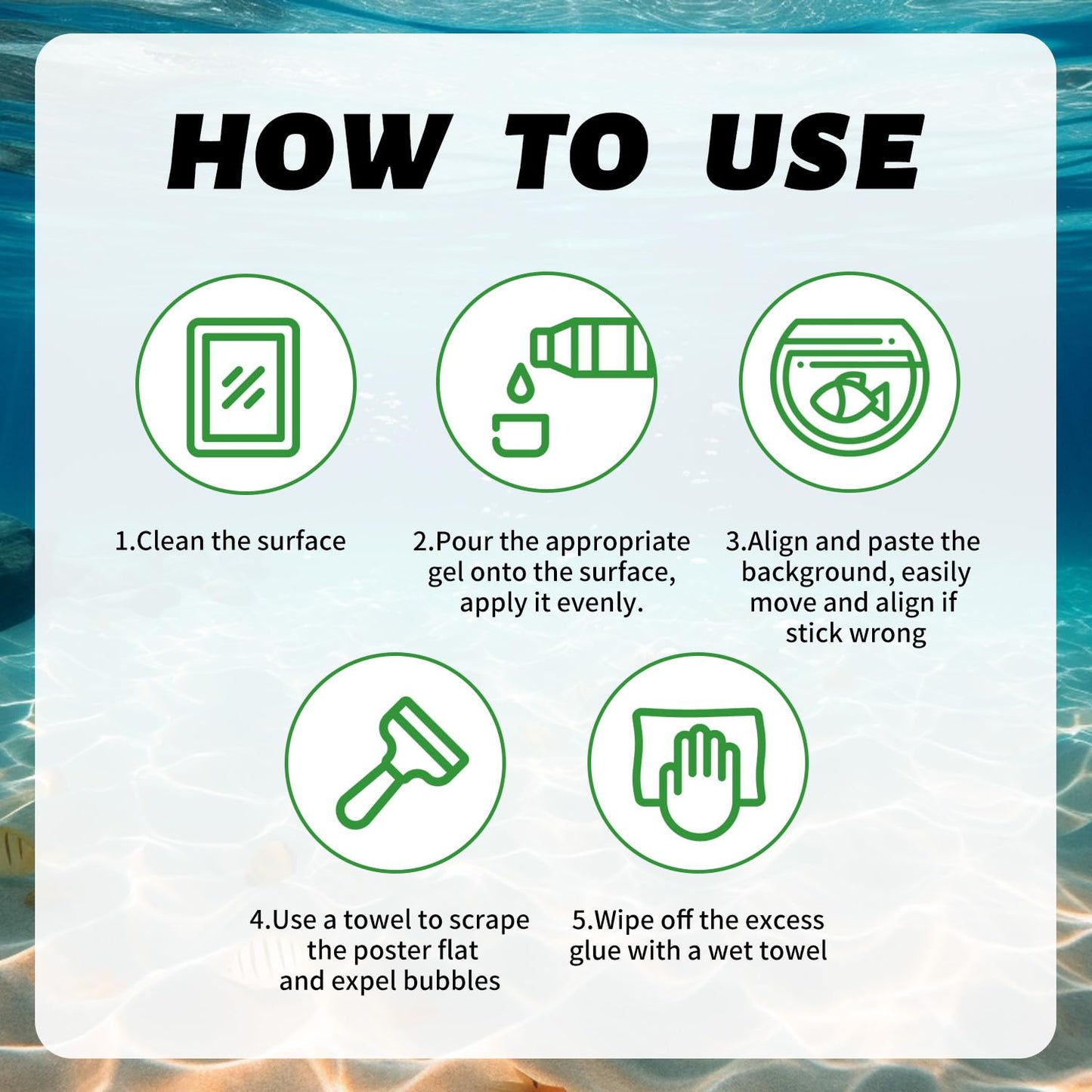 Aquarium Background Gel,Clear Aquarium Glue for Applying Fish Tank Background,Odorless Fish Tank Poster Glue with Brush and Scraper,Easy to Remove,Clearer and Brighter-1OZ (30ml)