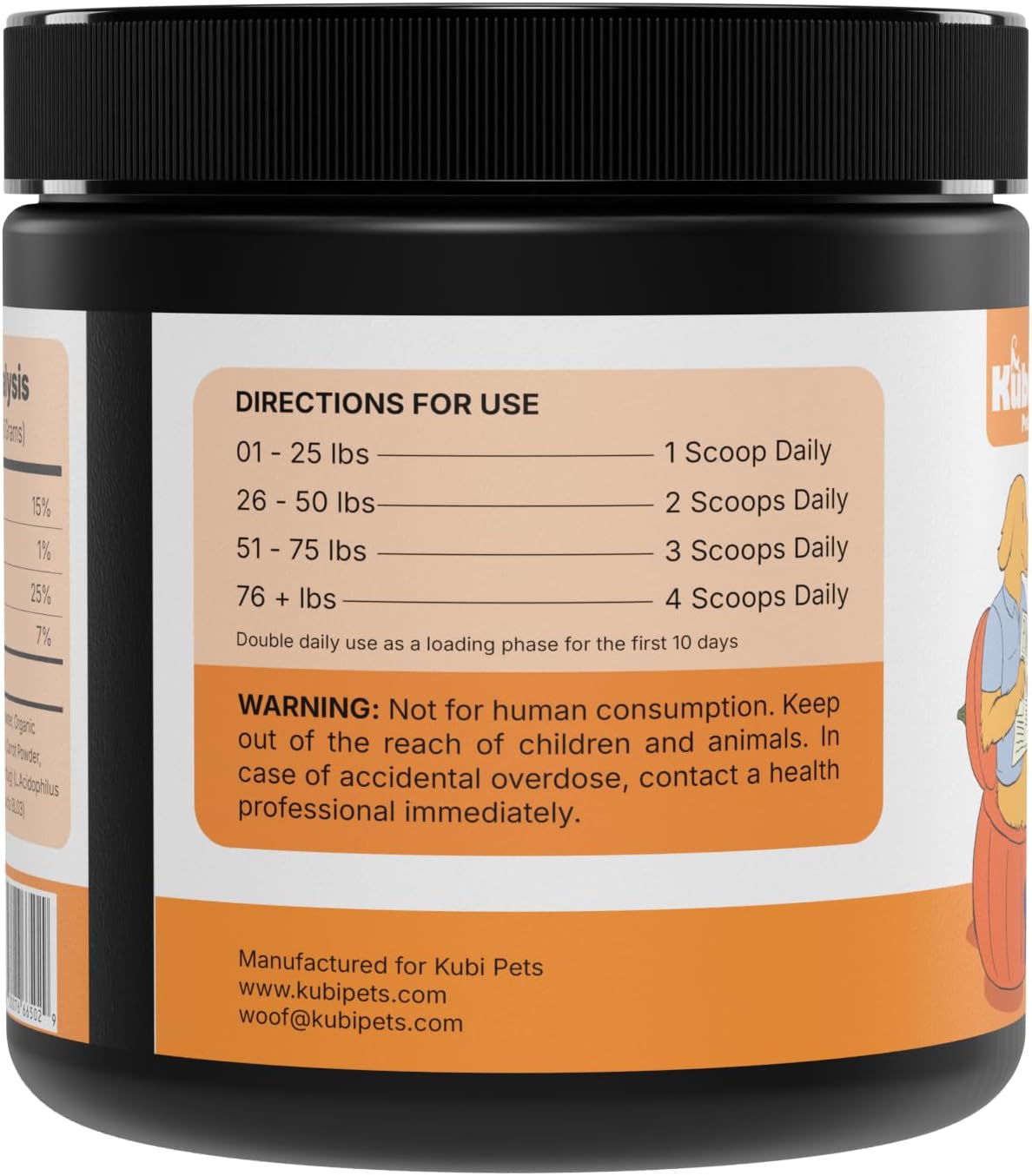 Pumpkin Gut Support for Dogs – Digestive Health Supplement with Natural Fiber & Probiotics, 30 Servings | Kubi Pets (30)