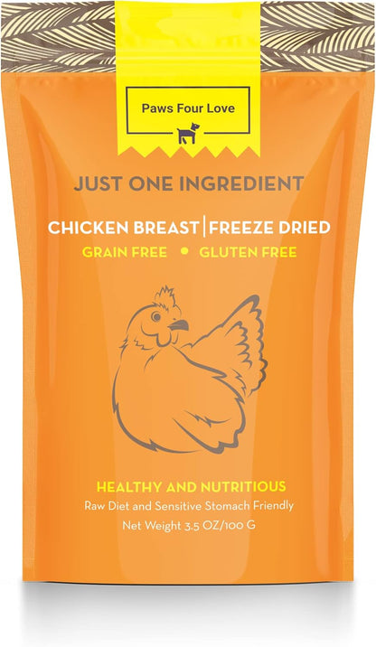 Organic Freeze Dried Dog & Cat Treats - Single Ingredient, Grain Free Food Toppers for Healthy Pets, No Fillers or Preservatives (Pack of 1, Chicken)