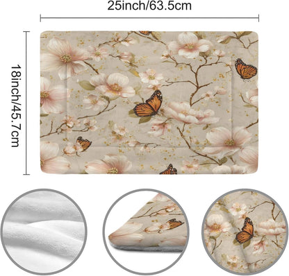 susiyo Dogwood Flowers Fluttering Dog Bed Mat - Super Soft & Warm Pet Pad, 25x18 Inch Machine Washable Mat for Small Medium Dogs, Couch Protector, Crate & Travel Bed Topper
