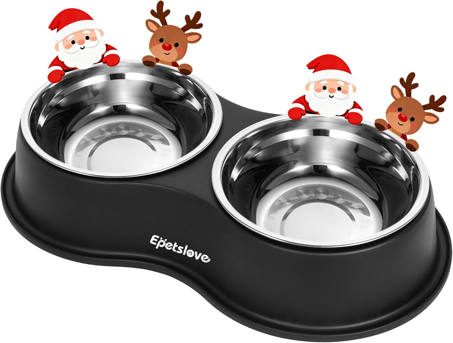 Dog Bowls Double Dog Water and Food Bowl Stainless Steel Bowl with Non-Slip Resin Station, Pet Feeder Bowls for Puppy Medium Dogs Cats