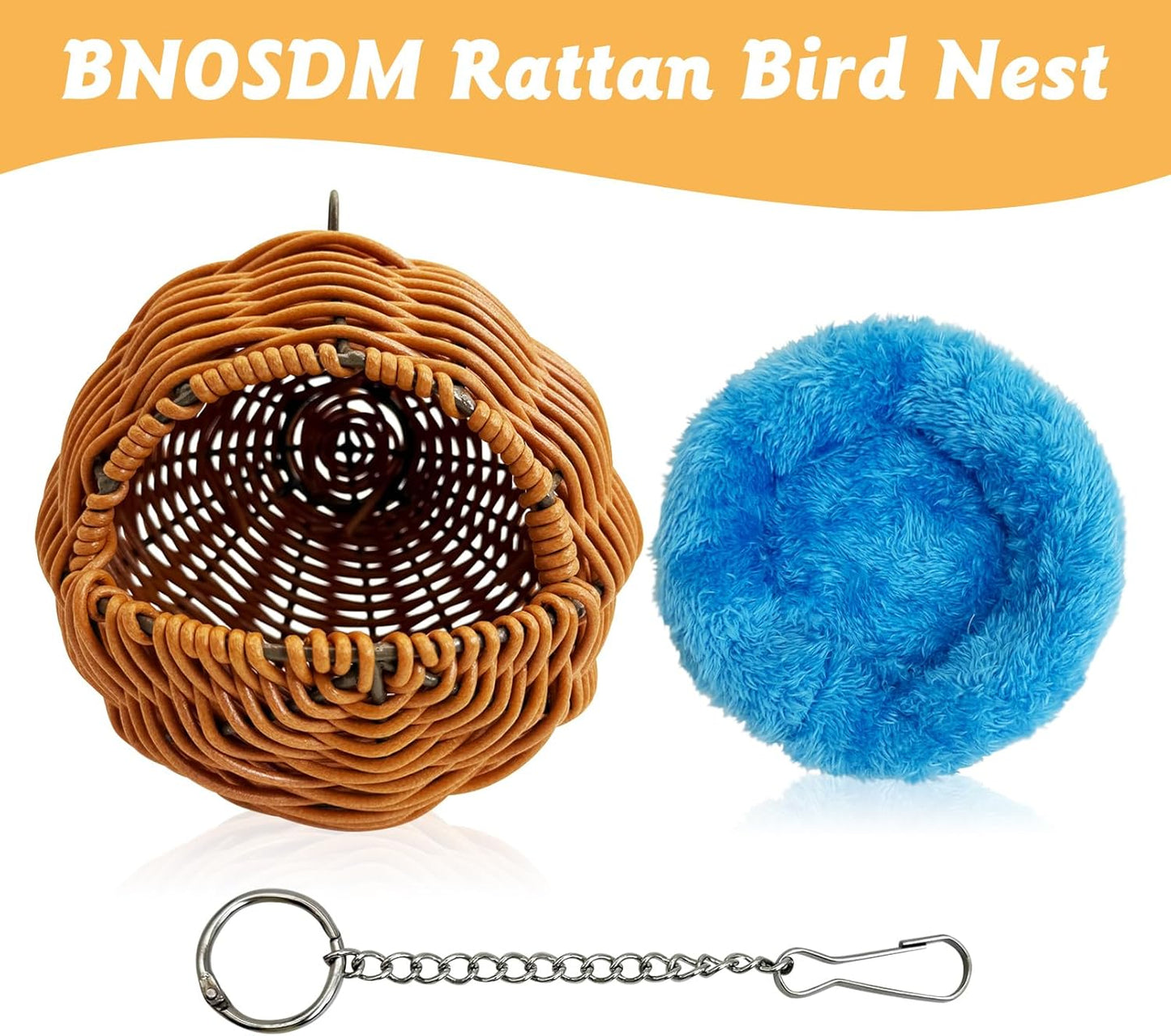 BNOSDM Wooden Long Bird Ladders and Brown Rattan Bird Nest for Parrot