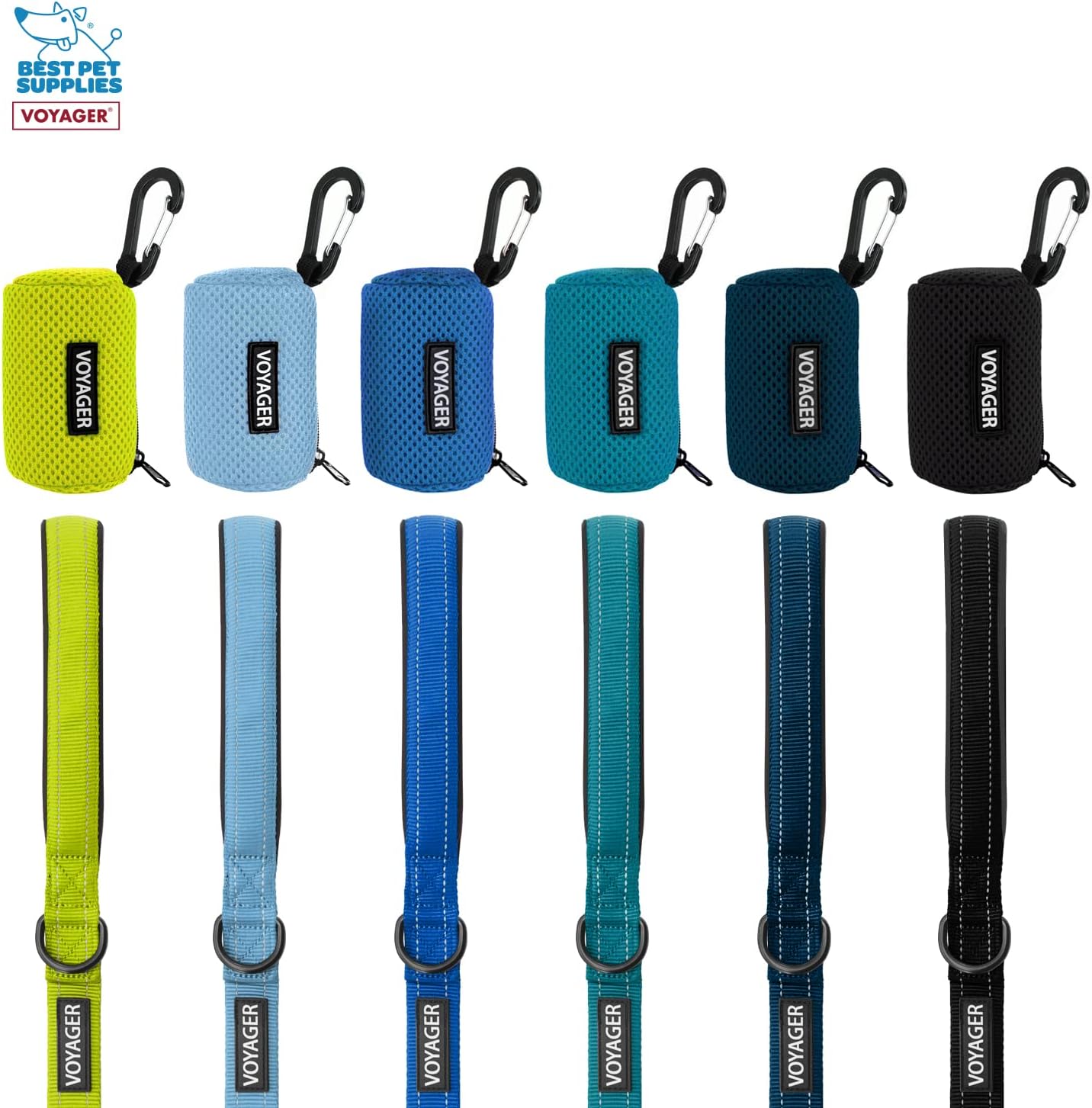 Best Pet Supplies 2-Pack Dog Poop Bag Holder Leash Attachment, Color, Reusable Mesh Dispenser Pouch for Travel, Walking, Park, and Outdoor Use, Soft and Durable with Clip-On - Mesh Lime Green