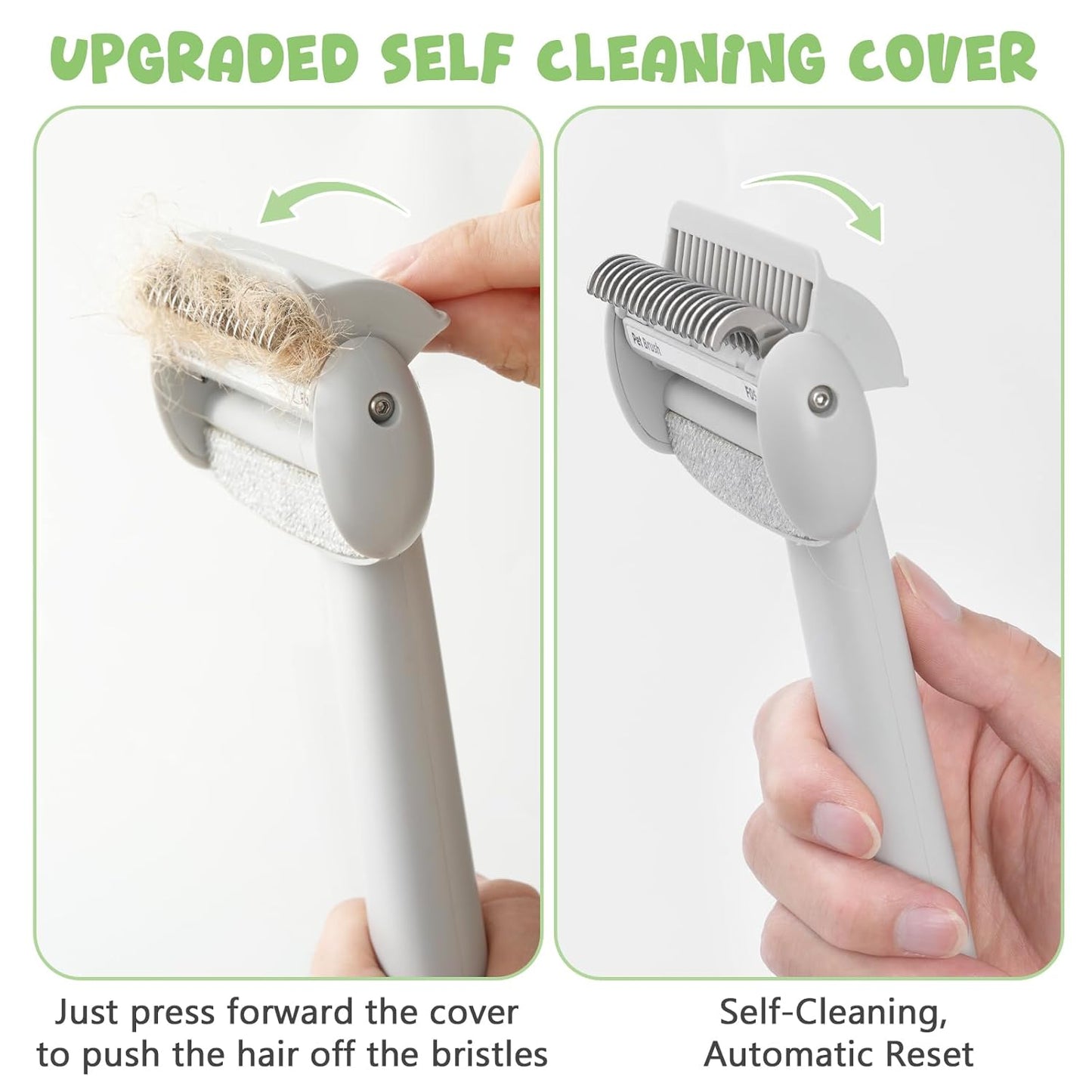 Undercoat Rake for Long Haired Dogs & Cats, Deshedding Dog Brush with Antistatic Cloth, Dematting Comb for Cats, Pet Grooming Tool for Shedding Loose Hair, Matted Fur, Gray