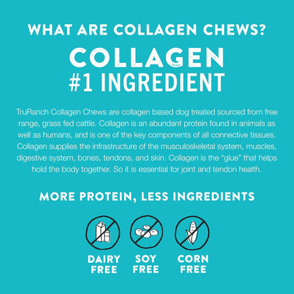 TRURANCH 4-5" Collagen Bones, Bully - Collagen Dog Bones - Long Lasting Healthy Joint Support Dog Treat - Rawhide Alternative - Skin & Coat Health, 1 Bag, 4 Count