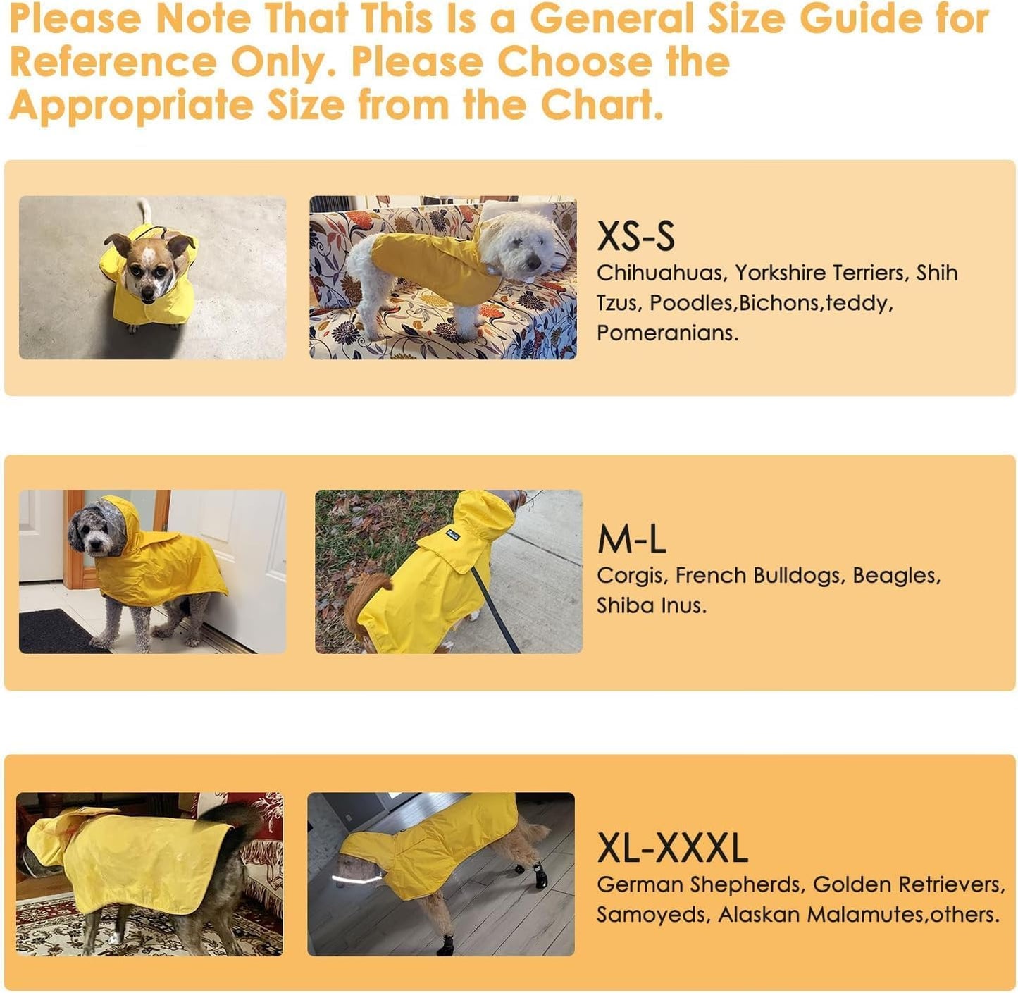 Lukovee Dog Raincoat, Adjustable Dog Rain Jacket with Clear Hooded Double Layer for Large Medium Small Dogs Puppies, Waterproof Rain Coat Poncho with Reflective Storage Pocket & Rim (Yellow,M)