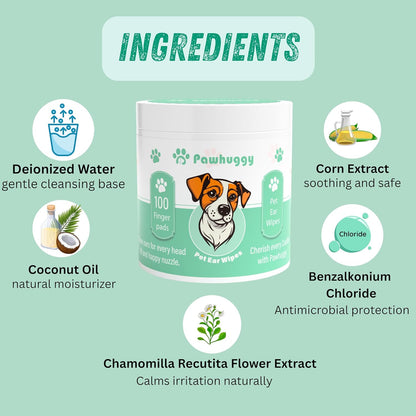 Pet Dental & Ear Cleaning Wipes Bundle for Dogs & Cats – 100 Finger Wipes Teeth Cleaning Toothpaste Alternative + Pet Ear Wipes for Dog Ear Infection Treatment, Wax Removal, Odor Control & Itch Relief