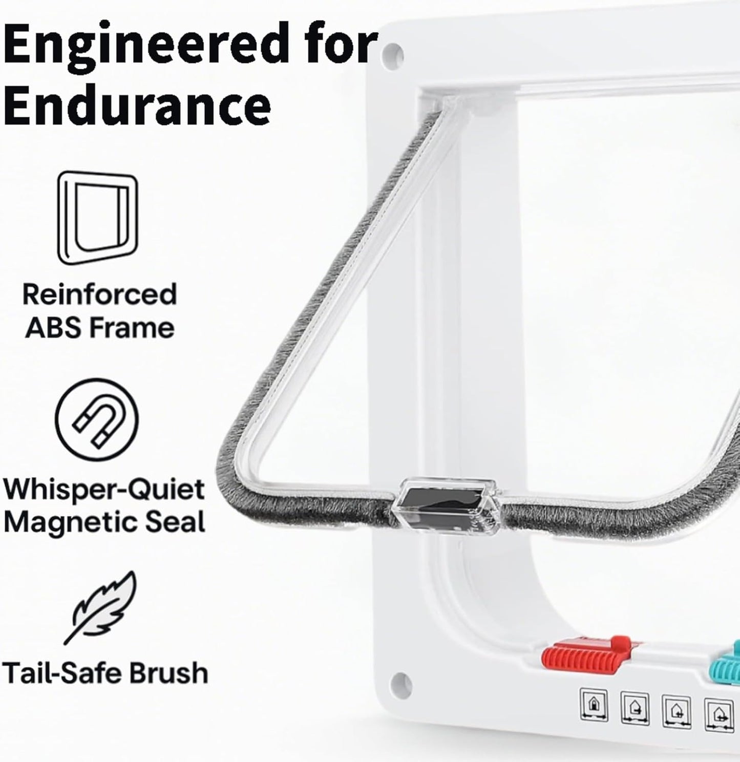 Extra Large Cat Door with 4-Way Lock (Outer Size 11"x9.8"), Weatherproof Flap for Cats & Small Dogs up to 25.5 lbs, White