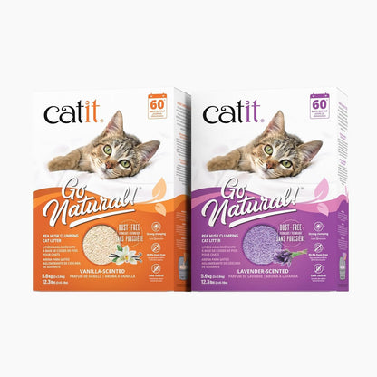 Catit - Go Natural Pea Husk Clumping Cat Litter - Lightweight, Dust Free, Easy Cleaning & Scooping, Flushable Kitty Litter with Odor Control & Subtle Fragrance - 12.3 Lbs, Lavender Scented