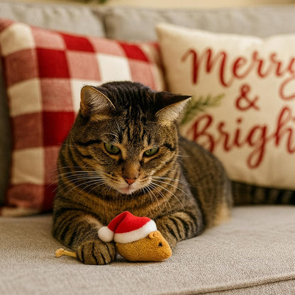 Christmas Catnip Mice Cat Toys – 8 Pack Plush Mice with Santa Hats, Colorful Catnip-Filled Mouse Toys for Indoor Cats and Kittens