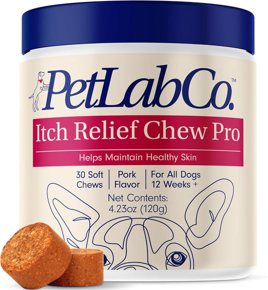 PetLab Co. Itch Relief Chew Pro – Itch Relief Chews for Dogs – Omega 3 for Dogs Itch Supplement - Packed with Beneficial Fatty Acids for Healthy Skin – Seasonal Allergies Support - Packaging May Vary