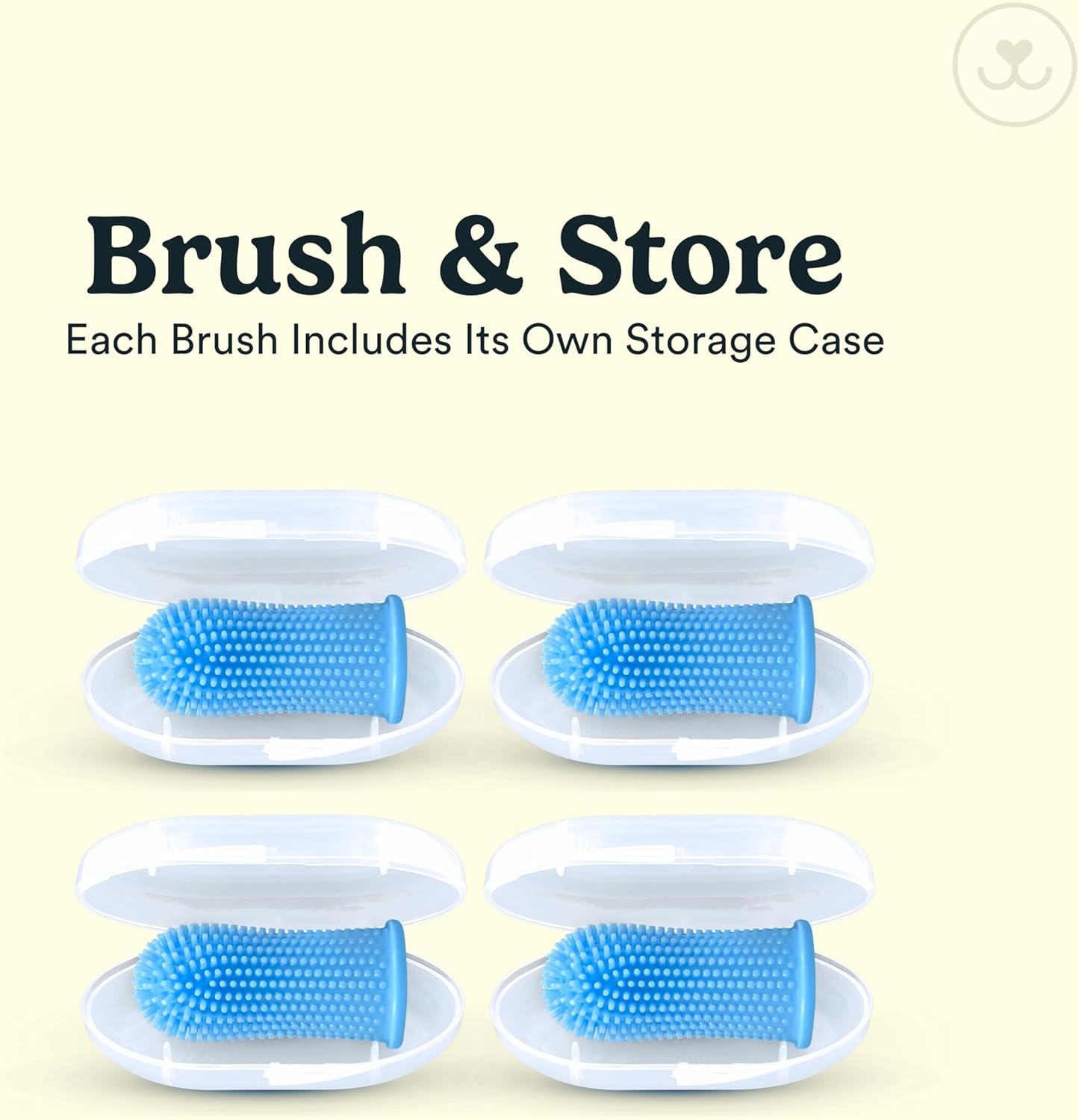 Jasper Dog Toothbrush, 360 Degree Dog Tooth Brushing Kit, Cat Toothbrush, Canine Dental Care & Teeth Cleaning Kit, Pet Finger Tooth Brush, Use with Pet Toothpaste, 4-Pack Blue